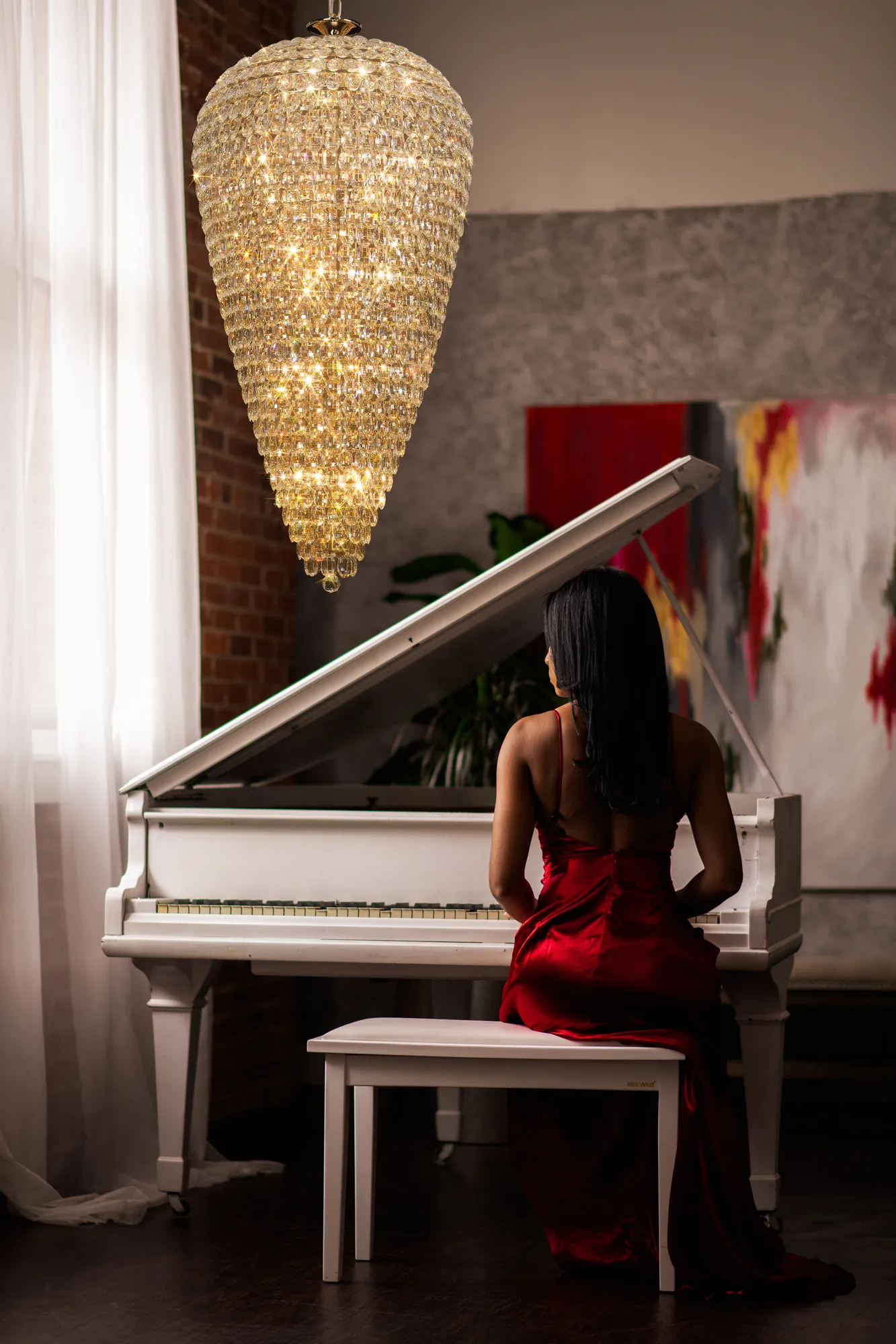 Coniston French Gold Crystal Ceiling Lights Diyas Statement Crystal Fittings